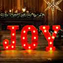 XIMISHOP Christmas Decor-Christmas Decorations Indoor-3 LED Marquee Light Up Letters Sign Joy Christmas Lights for Xmas Home Kitchen Fireplace Tabletop Party Decoration