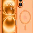 TOCOL Magnetic for iPhone 16 Case, Upgraded Full Camera Protection, Compatible with Magsafe, Drop Protection, Translucent Matte Back Phone Cover 6.1 inch (Orange)