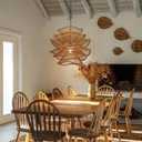 Arturesthome 19.68" Boho Coastal Rattan Pendant Light Multi-Level Woven Rattan Chandelier Wicker Ceiling Light Pendant Lampshade for Dining Room Hallway Foyer, 19.68"*17.68"