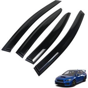 4-Pack Window Visor Deflector Sun Rain Guards JDM Style Black Replacement for 2015-2019 WRX STI