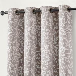 jinchan Blackout Curtains for Bedroom, Taupe Grey Scroll Floral Patterned Curtains 84 Inch Length for Living Room, Vintage Art Deco Drapes, Thermal Insulated Window Curtains Grommet 2 Panels
