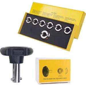 Watch Repair Tool & Kits, Watch Opener Tool 5537 Watch Back Case Opener Closer Remover Watch Battery Replacement Tool Watch Case Back Opener for Watch Watchmaker Repair Tool with 7 Grooved Chucks