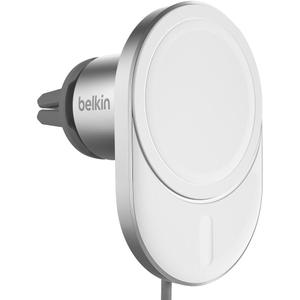 Belkin MagSafe-Compatible Wireless Car Charger with 15W Fast Charging, Powerful Magnetic Vent Holder for iPhone 16, 15, 14, 13, and 12 Series, Secure Car Phone Mount - White