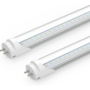Romwish 2FT LED Tube Light, T8 T12 Type B LED Light Bulb, 10W(24W Equiv.), 5000K Daylight, 1120LM, 24 Inch F20T12 Fluorescent Replacement, Remove Ballast, Double-Ended Power, Clear Cover, 2 Pack