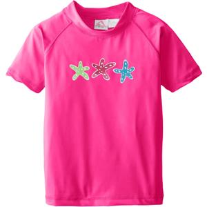 Kanu Surf Girls' Jade Rash Guard UPF 50+ Sun Protection Short Sleeve Swim Shirt (14-16, Ariel Pink)