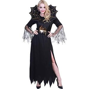 EraSpooky Women Spider Witch Vampire Long Halloween Dress, M