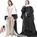 NIORSUN Heated Blanket Throw with Foot Pocket, Wearable Electric Blanket with 9 Heating Levels & 10 Time Settings, Ultra-Soft Flannel & Sherpa, Cozy Gift for Family and Friends, 50 * 70", Grey