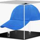 Hat Display Case, Baseball Hat Display Case, Clear Acrylic Football Hat Cap Display Stand Box, Square Hat Collection Cabinet with Removable and UV Protection Storage Cover