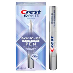 Crest 3DWhite Teeth Whitening Pen  Easy to Use, Erases Surface Stains  Up to 75 Uses per Pen  Convenient, On-The-Go Teeth Whitening Solution (0.13 Fl Oz (Pack of 1))