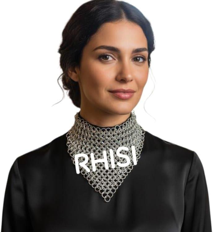 Anodized Aluminum Chainmail Neckband  Lightweight Butted Maille Jewelry Necklace for Women, Medieval-Inspired Costume and Casual Wear