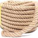 Heavy Duty Jute Rope - 1 Inch, 50 Feet, Natural Hemp for Crafts, Gardening, Bundling, Climbing, Hammock, Nautical, Tug of War, Railings, Home Decorating