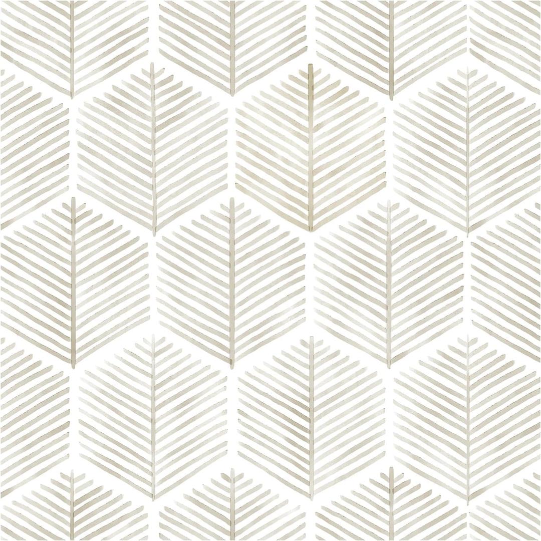 Modern Peel and Stick Wallpaper 17.3''''787 Self Adhesive Wallpaper Boho Contact Paper Beige and White Geometric Wall Paper Removable Decorative Wallpapers for Bedroom Bathroom Cabinets Decor Vinyl