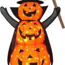 Halloween Decoration 4.3FT Retractable Jack-O-Lantern, 100 LED Collapsible Pumpkin Lantern with Black Star Hat, Plug in Halloween Lights with Stand for Indoor Outdoor Lawn Backyard Garden Decor