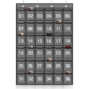 Classroom Accessories Closet Pocket Chart for Cell Phones Holder Wall Door Hanging Organizer (36 Pockets Gray)