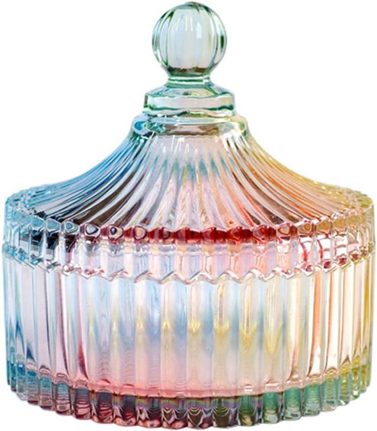(L) - CHOOLD Luxury Colourful Tent Shaped Crystal Candy Jar with Lid, Clear Glass Apothecary Jar Wedding Candy Buffet Jar Food Jar (300ml710ml)