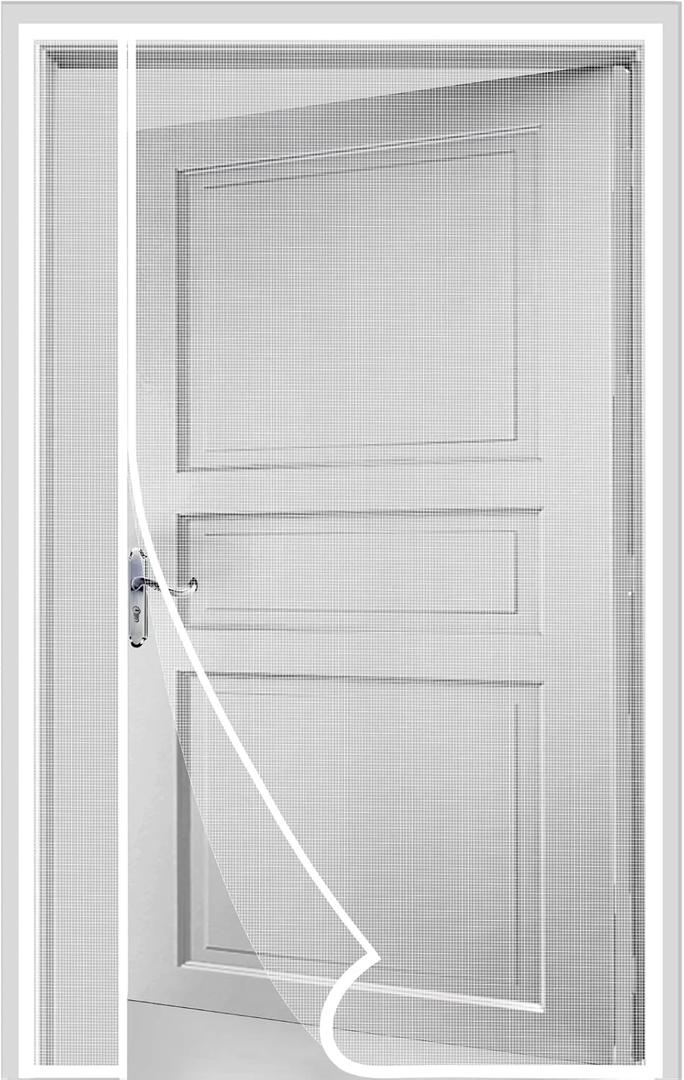 Side Opening Magnetic Screen Door, Fit Door Size 34 x 80 Inch, Reversible Left and Right Screen Door Mesh with Strong Magnet, Actual Mesh Size 36" x 81", White