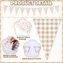 Gilprop 49.2 Ft / 60 Pieces Light Brown Plaid Party Decorations Pennant Banner Triangle Flags Garland Bunting Banner for Birthday Gender Reveal Wedding Baby Shower Decor Supplies