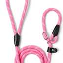 WePet Dog Training Slip Leash, No Pull, Durable Reflective Lead, Puppy Heavy Duty Loop Rope, Comfortable Handle, 6 ft, 1/2 inch, diam. Pink/White