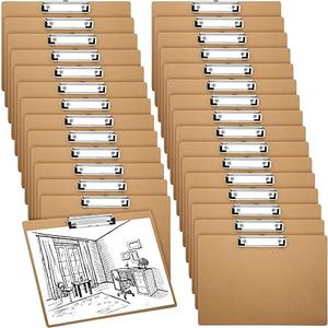 Sherr 30 Pcs Large 9 x 13 Inch Wooden Horizontal Clipboard with Low Profile Clip Landscape Clipboard Layout for School Classroom Office Drawing Art Back to School Supplies