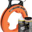 Klein Tools 80058 Fish Tape Wire Pulling Kit with 50-Foot Steel Fish Tape, 500-Foot Pull Line and Wire Pulling Lubricant, 3-Piece
