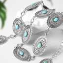 FIORETTO Metal Waist Chain Link Belt for Women Western Cowgirl Boho Turquoise Belts for Dress Jeans Country Concert Outfit