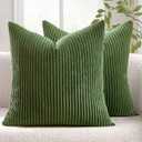 MIULEE Pack of 2 Pillow Covers Soft Soild Decorative Square Throw Pillow Covers Set Cushion Cases Pillowcases for Sofa Bedroom Car 18 x 18 Inch 45 x 45 Cm Moss Green