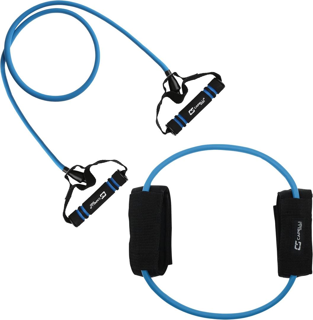 Capelli Sport Resistance Band Set, Medium Exercise Band Tube, Handles, Lateral Ankle Stretch Band, Blue - Kit
