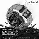 amBand Bands Case Compatible with Apple Watch Series 11/10 46mm, M1 Sport Rugged Heavy Duty Cover Tactical Strap Military Grade Protective Bumper Protector for iWatch 46 mm Men, Crystal Black