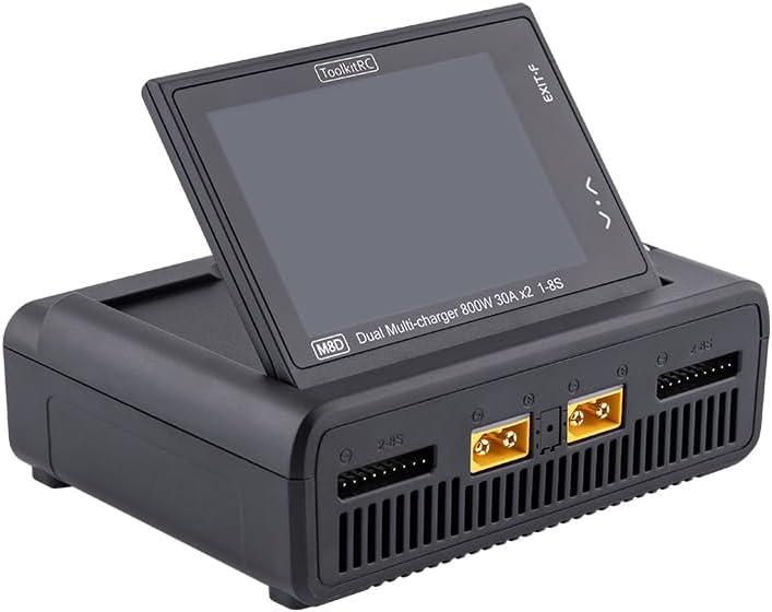 ToolkitRC M8D Touch Screen Dual Channel 2CH 1600W 1-8S Lithium Battery 65W Fast Charge Folding Screen for RC Lipo LiHV Life Battery