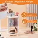 Makeup Brush Holder, 2 Tier Clear Cosmetic Tools Organizer, Round Makeup Organizer for Vanity Countertop (Milky White)