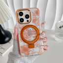 XIZYO Magnetic for iPhone 13 Pro Max Case Floral Flower Cute [Compatible with MagSafe] Magnetic Ring Stand Clear Rose Women Girly Kickstand Shookproof Case 6.7 Inch-Orange