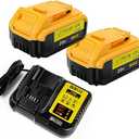 2PC DCB206 6.0Ah Battery Replacement for Dewalt 20V Battery DCB203 DCB206-2 DCB201 DCB204 Compatible with Dewalt 20 Volt Battery DCD985B DCD771C2 DCS355D1 Power Tools+1 x DCB105 Charger