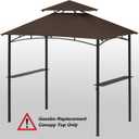 COOSHADE Grill Gazebo Replacement Canopy Roof Outdoor Double Tiered Barbecue Gazebo Top Cover Fit for Model L-GG001PST-F (Brown) 9.84"L x 9.05"W x 1.96"H