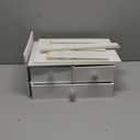 Bamboo Desk Organizer with Drawers Wooden Desktop Storage Drawers for Bills Office Supplies Kitchen Utensils Organizing Tool for Home Classroom Organization No Assembly (3 Drawers, White)