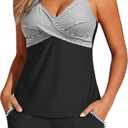 Aqua Eve Womens Tankini with Shorts - Two Piece Tummy Control Swimsuit Cross Back Bathing Suit with Pockets 2025 Swimwear (Black, M)