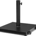 Patio Umbrella Base 43lbs Outdoor Umbrella Stand with Wheels, Heavy Duty Square Concrete Stand Market Umbrella, Black