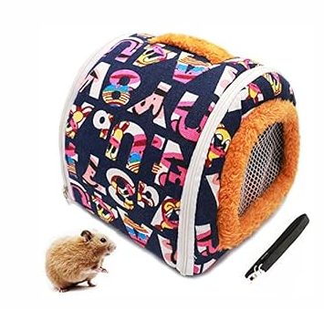 KAMEIOU Portable Small Animals Hedgehog Hamster Carrier Bag Case with Detachable Strap Zipper Breathable Small Guinea Pig Rat Chinchillas Hamster Hedgehog Carrier Pounch Bag for Small Animal Carriers