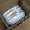 famiware Large Pasta Bowls Set of 4, Ocean Square 8" Bowls, Pasta Serving Bowl Large Dinner Bowls, Kitchen Bowl Set, Microwave and Dishwasher Safe, Scratch Resistant, Cappuccino White