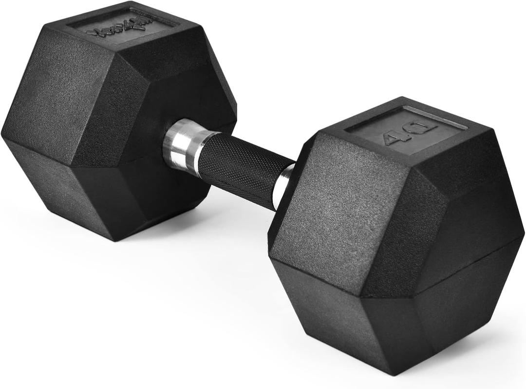Yes4All Rubber Grip Encased Hex Dumbbell  Hand Weights With Anti-Slip 5-50 LBS Single (H. 40 Pounds)
