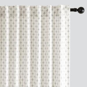 MIULEE Decorative Back Tab Linen Curtains with Geometric Pattern for Living Room Bedroom Farmhouse Rustic Thick Woven Textured Patterned Mudcloth Drapes 90 Inch Long 2 Panels Set, Pure White