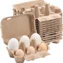 Vintage Jumbo Duck Egg Cartons 20 Pack, Half Dozen Paper Carton for Normal Size Geese, Blank Natural Pulp Jumbo Eggs Container Holder Reusable for 6 Six Count Chicken Carton Storage Strong Tray
