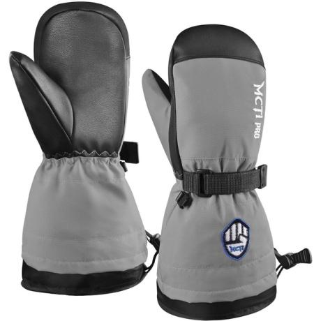 MCTi Kids Mittens Waterproof Winter Ski Warm Sherpa Fleece Lined Removable Insert (Grey), Size: XX-Small(Fits 5-7 years)