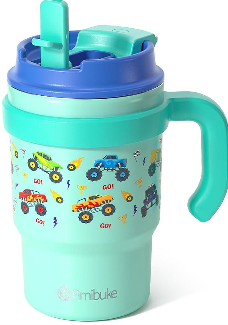 Fimibuke 16oz Kids Insulated Tumbler with Handle & Straws BPA FREE 18/8 Stainless Steel Toddler Cup with Sip/Swig 2-in-1 Lids, Leak Proof Kid Drinking Cup Travel Mug for Children Boys Girls (Monster Car) Fimibuke 16oz Kids Insulated Tumbler with Handle & Straws BPA FREE 18/8 Stainless Steel Toddler Cup with Sip/Swig 2-in-1 Lids, Leak Proof Kid Drinking Cup Travel Mug for Children Boys Girls (Monster Car)