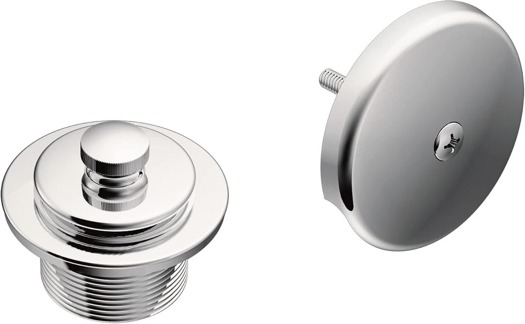Moen Chrome Push-N-Lock Metal Tub and Shower Drain Kit and Overflow Cover with 1-1/2 Inch Threads, T90331