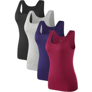 Air Curvey 4 Pack Tank Top for Women Basic Undershirt Tanks Sleeveless Casual Shirts Soft Seamless Layering Tops (S)