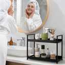 Bathroom Counter Organizer 2 Tier Vanity Storage Countertop Shelf Makeup Organizer Perfume Tray Skincare Holder for Sink, Dresser, Kitchen, Large Black