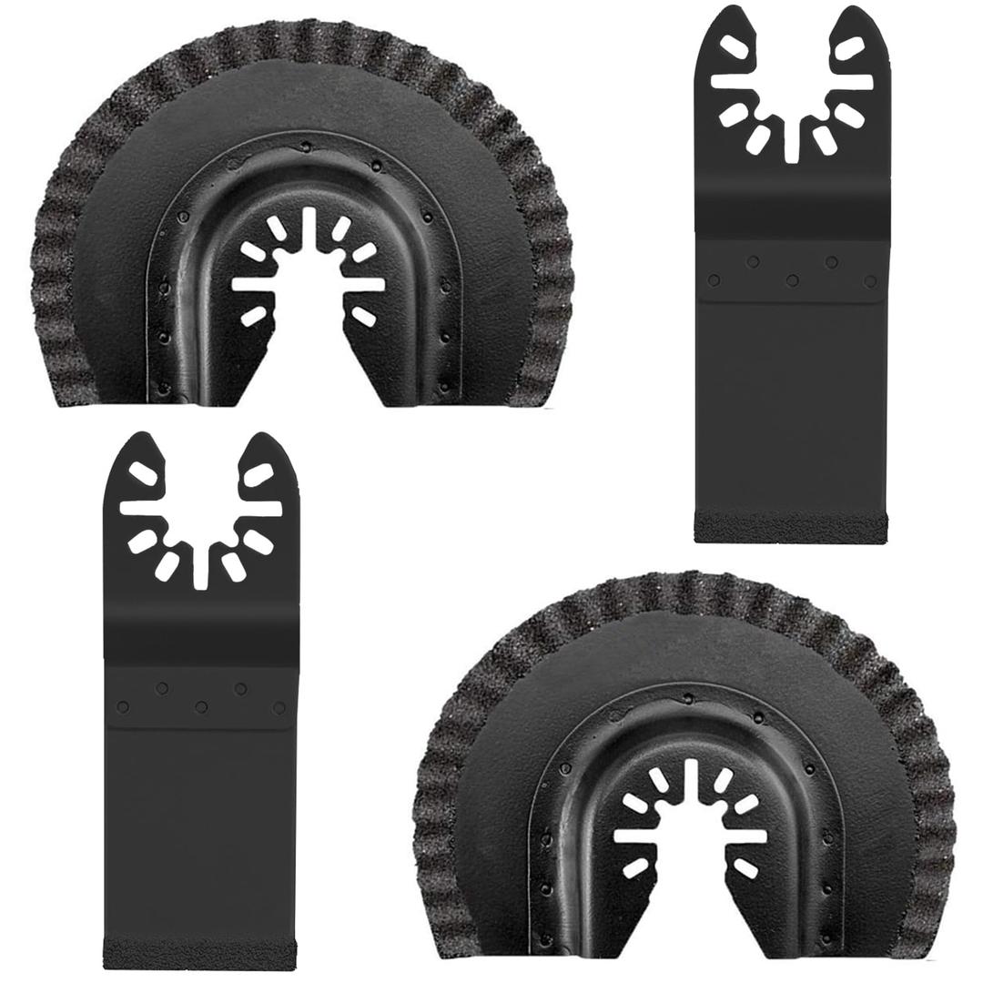 LEILUO 4 Pcs Carbide Multitool Blades Kits for Grout Removal Universal Oscillating Tool Accessories with Storage Bag Compatible with DeWalt Dremel Milwaukee Makita and More