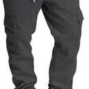 Southpole Men's Basic Active Cargo Jogger Pants, Fleece & Tech Woven Nylon (Medium, Heather Charcoal)