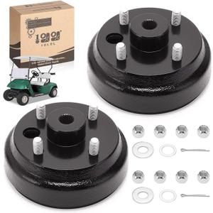 10L0L Golf Cart Brake Drum/Hub Assembly (Electric) for EZGO TXT Replaces OEM# 19186G1P (black 2-pack)