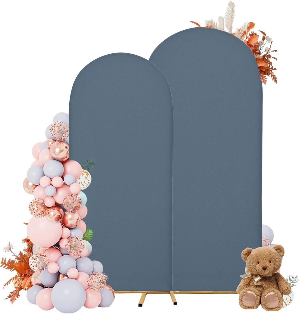 Arch Covers,Arch Backdrop Stand Fitted Cover for Wedding Birthday Party Ceremony Banquet Decoration(7.2FT&6FT,Dusty Blue,Cover Only)